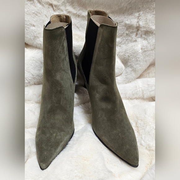 Antonio de Faria Pointed Chelsea Heel Army Green Suede boots Size 9 - Picture 6 of 6